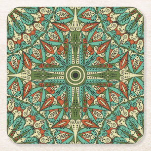 Dessous-de-verre Carré En Papier Coloré Arabesque ethnique : Ornement Vintage