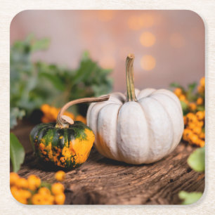 Dessous-de-verre Carré En Papier Coloré Bounty automne Citrouille blanc