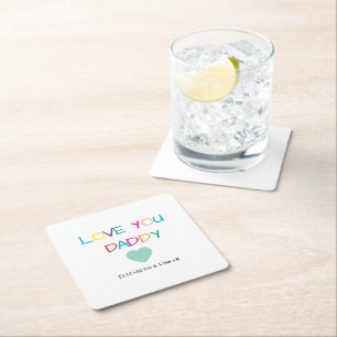 Dessous-de-verre Carré En Papier Coloré "Love You Daddy" - Cadeau amusant et plein 