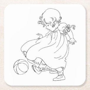 Dessous-de-verre Carré En Papier Colorez votre propre bébé vintage avec la boule