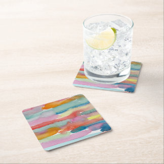 Dessous-de-verre Carré En Papier Colorful Abstract Watercolor Drink Coasters
