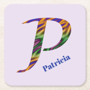 Dessous-de-verre Carré En Papier Coloris torsadés colorés Lettre P Monogramme initi