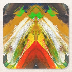 Dessous-de-verre Carré En Papier Composition de coups de pinceau abstraits aléatoir