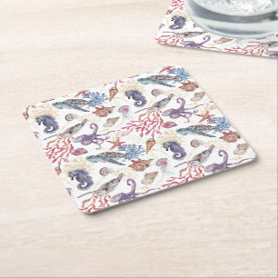 Dessous-de-verre Carré En Papier Composition de l'eau souterraine Conception 1