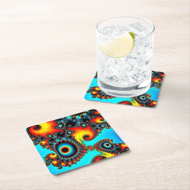 Dessous-de-verre Carré En Papier Conception circulaire (En situation)