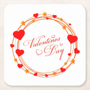 Dessous-de-verre Carré En Papier Conception de cercle de la Saint-Valentin-25695