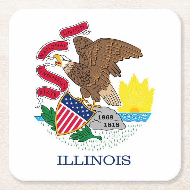 Dessous-de-verre Carré En Papier Conception de drapeau d'état de l'Illinois (Devant)