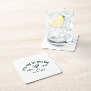 Dessous-de-verre Carré En Papier Conception de fête de cocktail rétro drôle