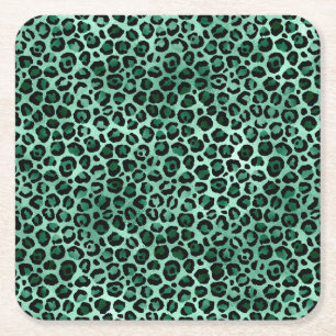 Dessous-de-verre Carré En Papier Conception de la série Safari Émeraude et Or 9
