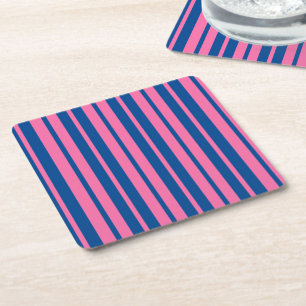 Dessous-de-verre Carré En Papier Conception de motif rayé élégant rose bleu 