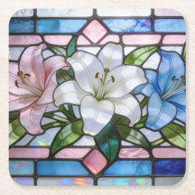 Conception florale de lys en verre coloré élégant
