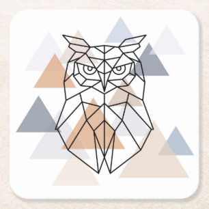 Dessous-de-verre Carré En Papier Conception géométrique de hibou