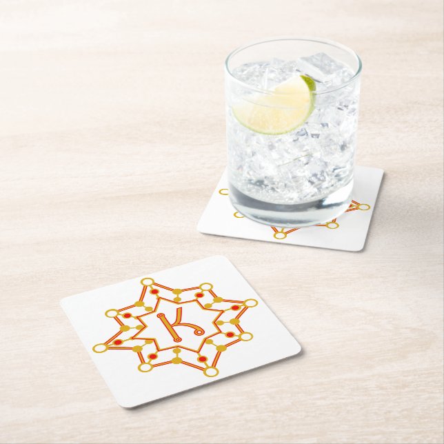 Dessous-de-verre Carré En Papier Conception rétro du milieu du siècle personnalisée (En situation)