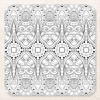 Dessous-de-verre Carré En Papier Conception tribale de Zendoodle