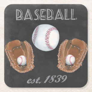 Dessous-de-verre Carré En Papier Conception vintage du tableau de baseball