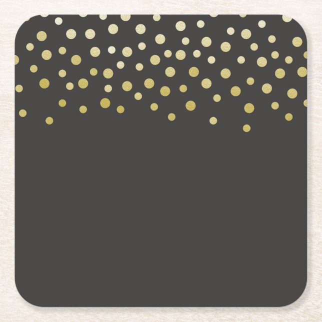 Dessous-de-verre Carré En Papier Confettis en feuille d'or fausse (Devant)