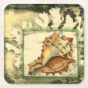 Dessous-de-verre Carré En Papier Conque Shell de silhouette