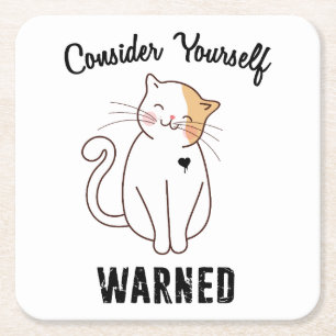 Dessous-de-verre Carré En Papier Considérez-vous averti chat mal