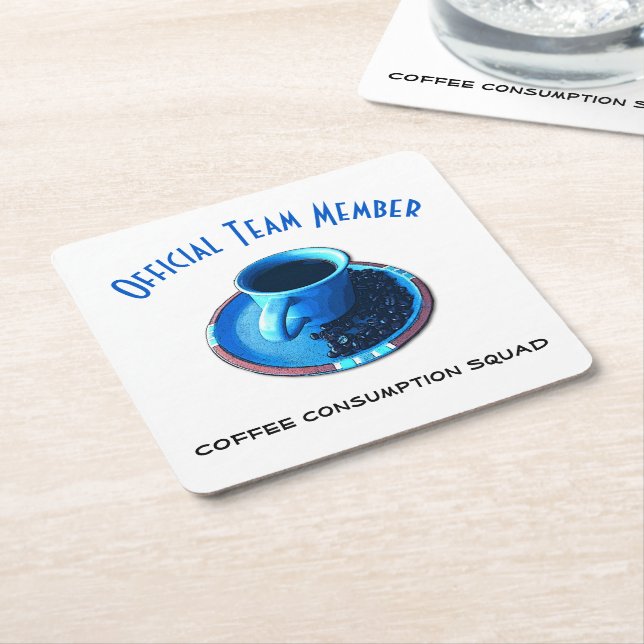 Dessous-de-verre Carré En Papier Consommation de café Squad Blue Cup Saucer personn (Incliné)