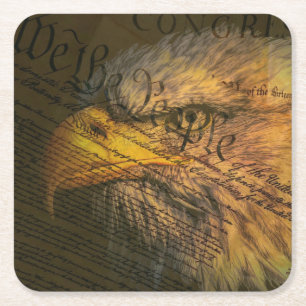 Dessous-de-verre Carré En Papier Constitution Avec Aigle Bald