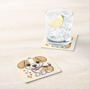 Dessous-de-verre Carré En Papier Cool Chien chiot animaux animaux de compagnie dess