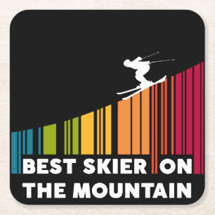 Dessous-de-verre Carré En Papier Cool Code Barre Conception Meilleur Skieur Sur La 