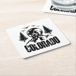 Dessous-de-verre Carré En Papier Cool Colorado Day Bigfoot Randonnée Vintage