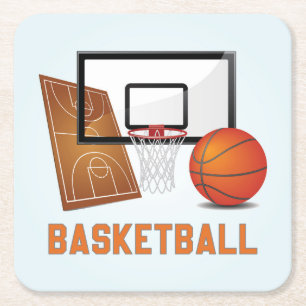 Dessous-de-verre Carré En Papier Cool et coloré Basketball éléments sportifs