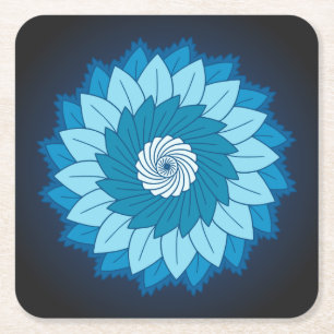 Dessous-de-verre Carré En Papier Cool et coloré Mandala Motif Flames bleues