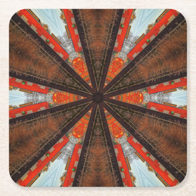 Dessous-de-verre Carré En Papier Cool Kaleidoscope Vue de l'industrie (Devant)