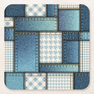 Dessous-de-verre Carré En Papier Cool Simulé tissu de denim bleu