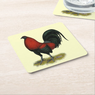 Dessous-de-verre Carré En Papier Coq Rouge Noir BB Jeu Américain