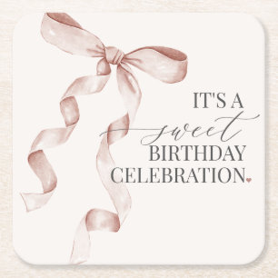Dessous-de-verre Carré En Papier Coquette Beige Bow Girl Anniversaire Décor
