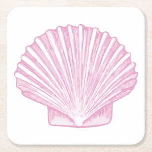Dessous-de-verre Carré En Papier Coquille Saint-Jacques Rose Côtière