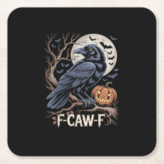 Dessous-de-verre Carré En Papier Corbeau drôle d'oiseau F-Caw-F rétro Corbeau crian