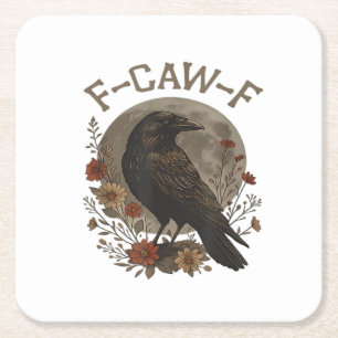 Dessous-de-verre Carré En Papier Corbeau drôle F-Caw-F Humour Gothique Essentiel Te