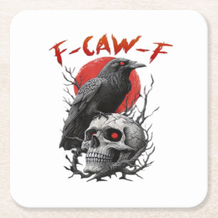 Dessous-de-verre Carré En Papier Corbeau, F-Caw-F Drôle d'oiseau F-Caw-F Lune Gothi