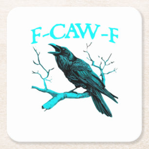 Dessous-de-verre Carré En Papier Corbeau F-Caw-F Oiseau Drôle Design Rétro Créatif