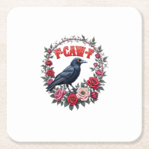Dessous-de-verre Carré En Papier Corbeau gothique drôle Halloween F Caw F vintage