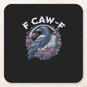 Dessous-de-verre Carré En Papier Corbeau graphique humoristique F-Caw-F pour hommes