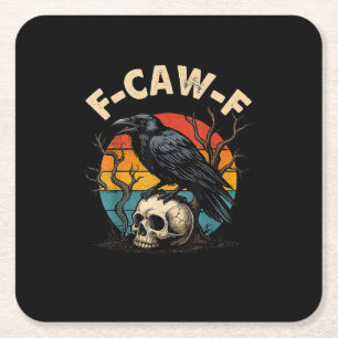 Dessous-de-verre Carré En Papier Corbeau Vintage F-Caw-F Oiseau Humour Mème Drôle