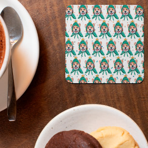 Dessous-de-verre Carré En Papier Corgi Chien race Noël