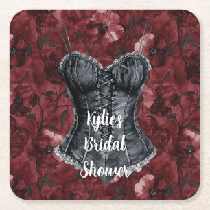 Dessous-de-verre Carré En Papier Corset de mariage Black Burgundy Red Shower de mar