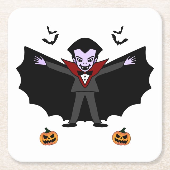 Dessous-de-verre Carré En Papier Costume d'Halloween éffrayante fête Dracula Vampir (Devant)