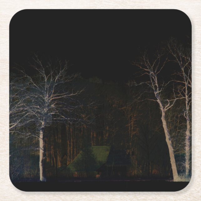 Dessous-de-verre Carré En Papier Côté foncé 4 (Devant)