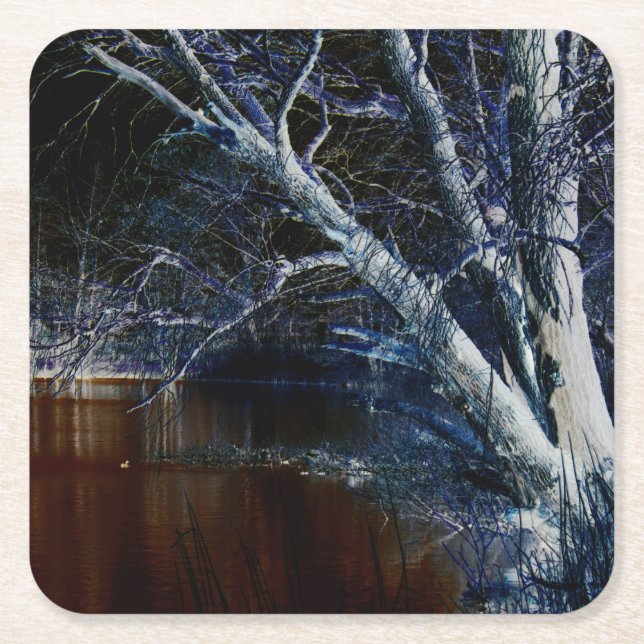 Dessous-de-verre Carré En Papier Côté foncé 7 (Devant)