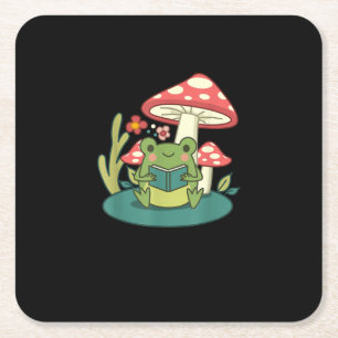 Dessous-de-verre Carré En Papier Cottagecore Forêt de Champignons Crapaud Goblincor