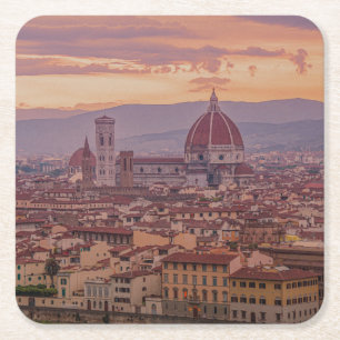 Dessous-de-verre Carré En Papier Coucher de soleil sur Florence, Italie
