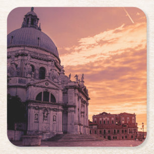 Dessous-de-verre Carré En Papier Coucher de soleil sur la basilique de Venise