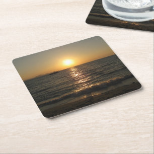 Dessous-de-verre Carré En Papier Coucher de soleil sur la plage de Naklua .. Pattay